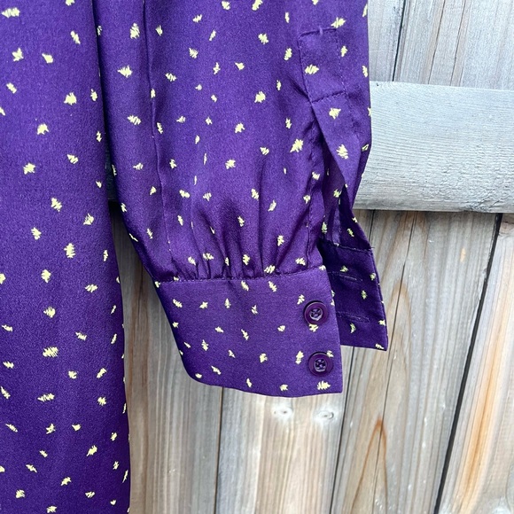 FINAL PRICE: BCBG Long Sleeve Purple Dress with Lime Green Zigzag Pattern - Picture 5 of 8